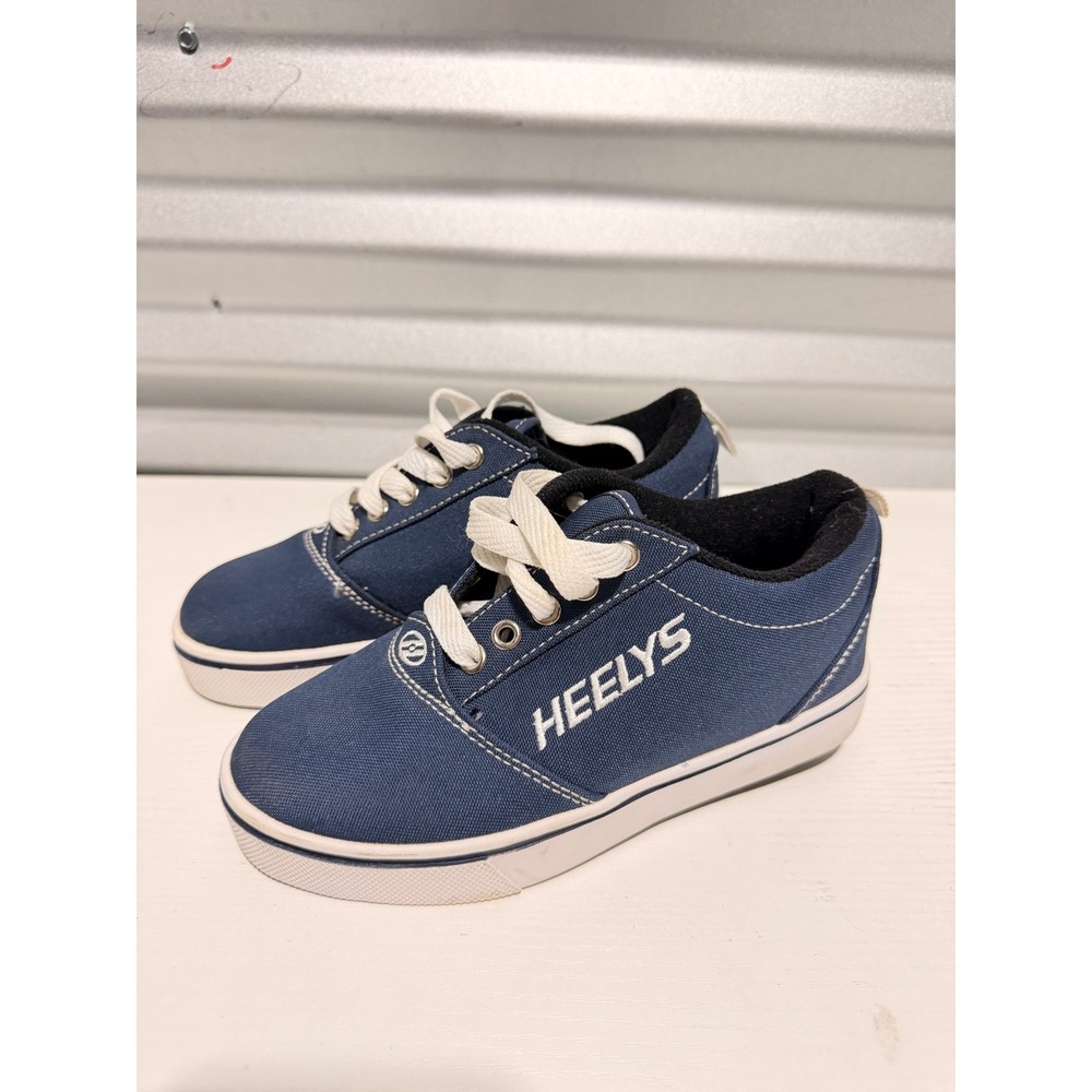 Heelys Wheeled Skate Shoes Youth 1 Navy Blue Canvas Roller Sneakers Kids
